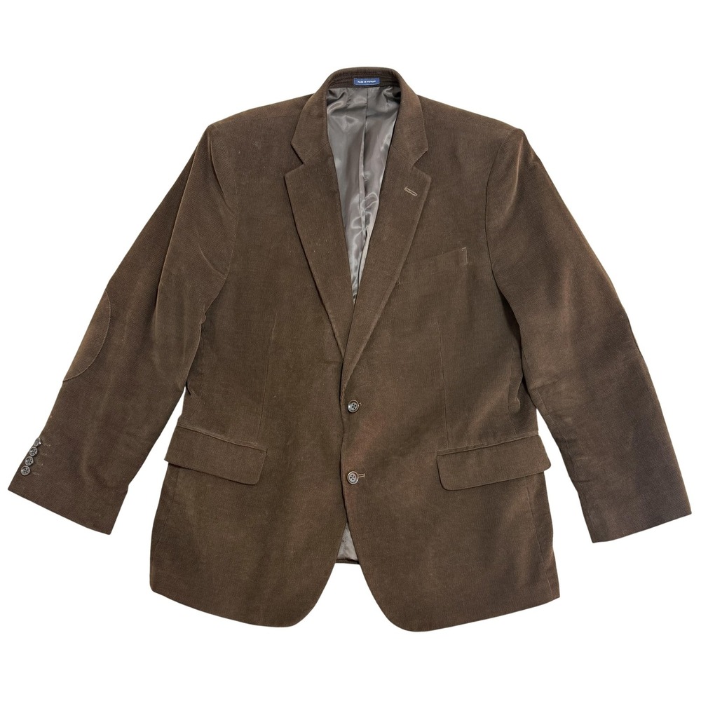 Stafford‎ Blazer Mens 46 Brown Corduroy Classic Fit 2 Button Sport Coat Jacket